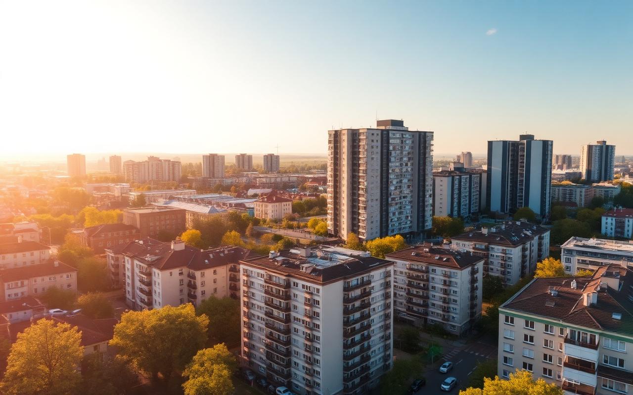 Luftaufnahme eines Berliner Wohnviertels mit Altbau und modernen Mehrfamilienhäusern